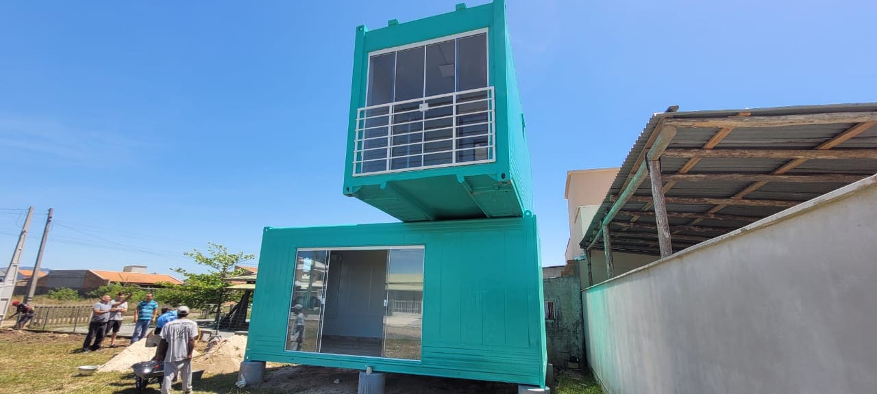 casa de praia container reefer 02 - Casa de Praia 2×20 Reefer - Obra em andamento